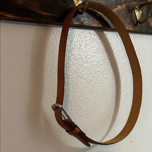 Classic Tan Leather Belt with Silver Buckle